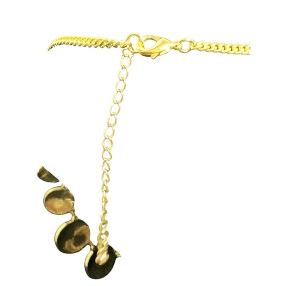 Vintage 15” - 18” Gold Tone & Two Tone Coral Enamel Bib Necklace (1363) - Picture 5 of 6